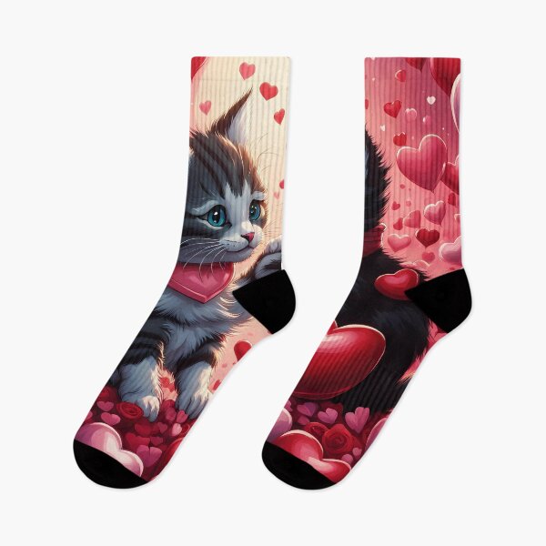 Item preview, Kittens celebrating Valentines day, randome floating love hearts designed and sold by Colin Bentham.