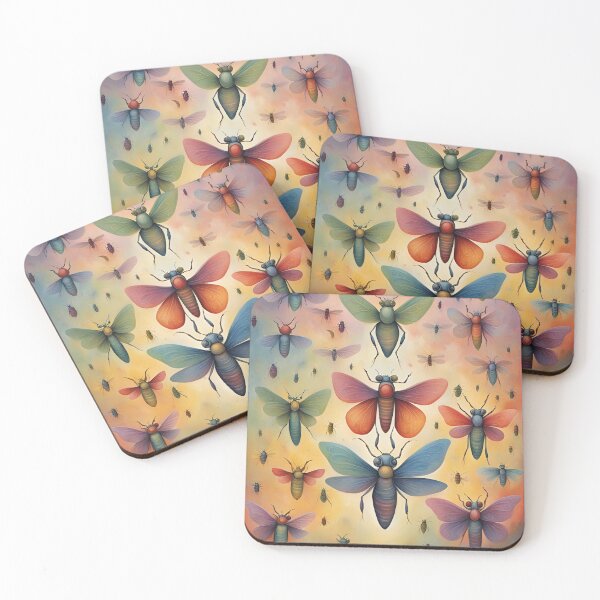 Item preview, Crazy Whimsical Bugs - colorful digital painting of winged insects designed and sold by SirenSeventyOne.
