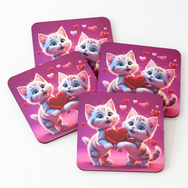 Item preview, Kittens celebrating Valentines day, randome floating love hearts designed and sold by Colin Bentham.
