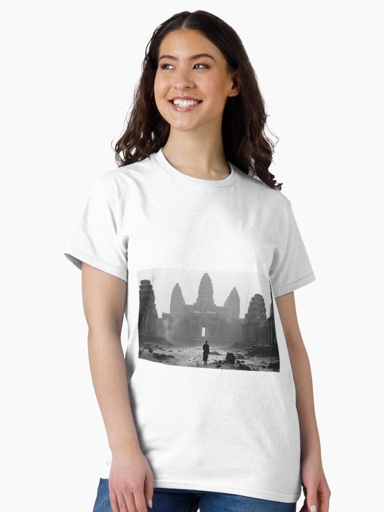 Thumbnail 2 of 7, Classic T-Shirt, Mystic Walk: Angkor Wat in Silhouette designed and sold by EtherealEchoes.