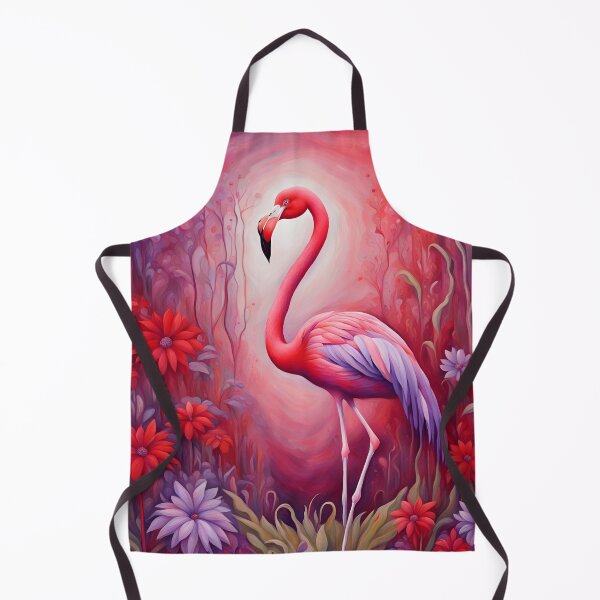 Item preview, Whimsical Flamingo digital painting pink and purple garden flowers designed and sold by SirenSeventyOne.