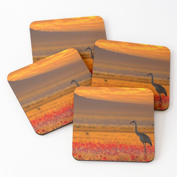 Item preview, Crimson Dusk: Cranes Amongst the Poppies designed and sold by EtherealEchoes.