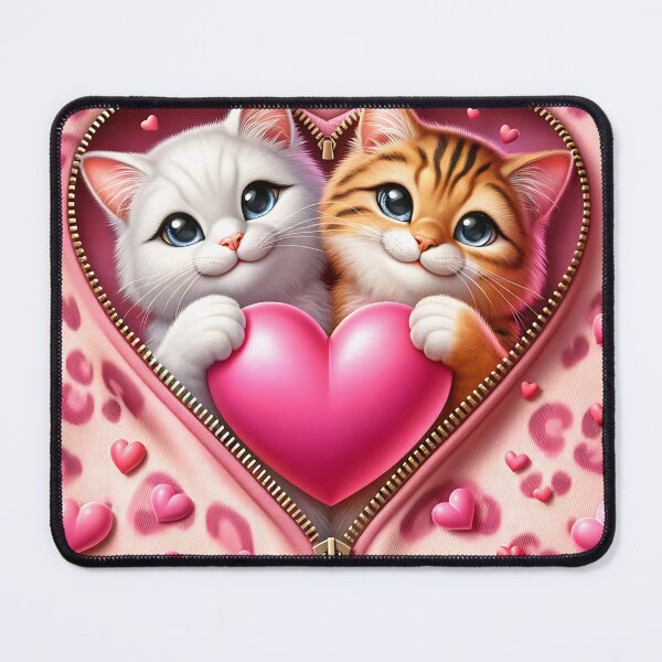 Item preview, 3D Cats hugging heart designed and sold by citragraphics  ⭐​⭐​⭐​⭐​⭐​.