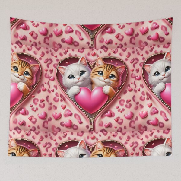 Item preview, 3D Cats hugging heart designed and sold by citragraphics  ⭐​⭐​⭐​⭐​⭐​.