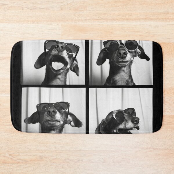 Item preview, Copy of Funny Dachshund Photobooth Session Retro Vintage Black and White designed and sold by PrintShangri-La.