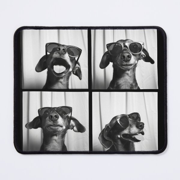 Item preview, Copy of Funny Dachshund Photobooth Session Retro Vintage Black and White designed and sold by PrintShangri-La.