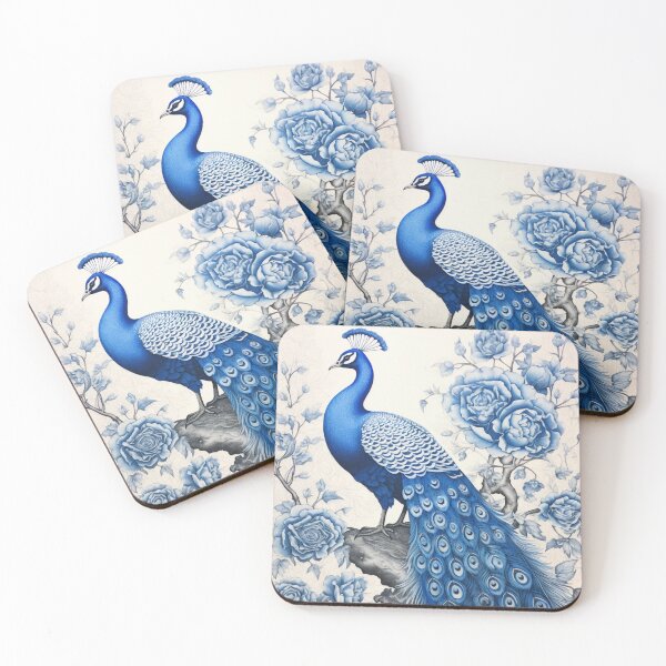Item preview, Blue Peacock and Flowers designed and sold by whitecat23.