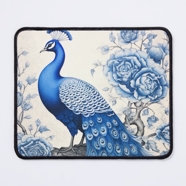 Item preview, Blue Peacock and Flowers designed and sold by whitecat23.