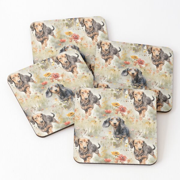 Item preview, Watercolor Dachshund Seamless Pattern designed and sold by InkspirationGraphics.