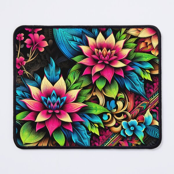 Item preview, Neon floral pattern art deco designed and sold by Inkstorm-London.