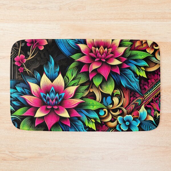 Item preview, Neon floral pattern art deco designed and sold by Inkstorm-London.