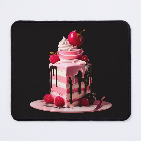 Item preview, Sweet Indulgence: Pink Cake Slice with Strawberry Delight designed and sold by Wonder Pixel Studio.
