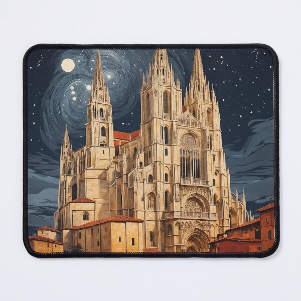 Item preview, Spain Catedral de Burgos Starry Night and Moon Tourism Vintage Poster designed and sold by TravelersGems.