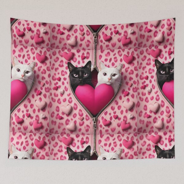 Item preview, 3D Cats hugging heart designed and sold by citragraphics  ⭐​⭐​⭐​⭐​⭐​.