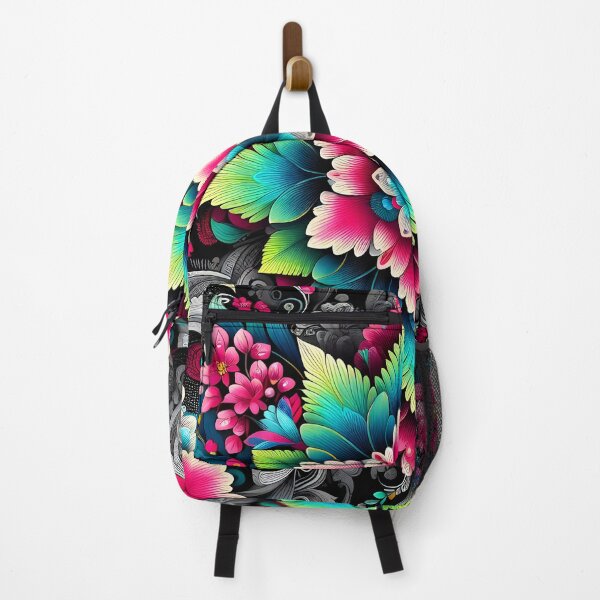 Item preview, Neon floral symmetrical pattern  designed and sold by Inkstorm-London.