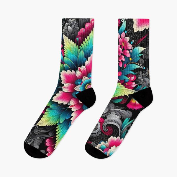 Item preview, Neon floral symmetrical pattern  designed and sold by Inkstorm-London.