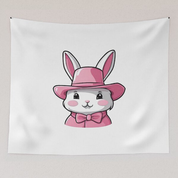 Item preview, Pink Bunny Wearing Pink Hat, Cute Pink Rabbit, Pink Easter Bunny designed and sold by PurpleWay.