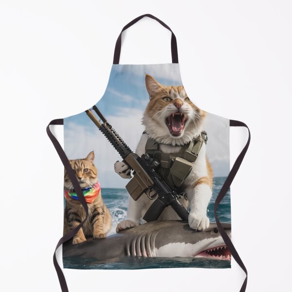 Item preview, Soldier cat best friend riding great white shark designed and sold by RK - Shop.