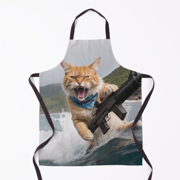 Item preview, Feline Pursuit: Cat High-Speed Chase Riding Shark with Gun designed and sold by RK - Shop.
