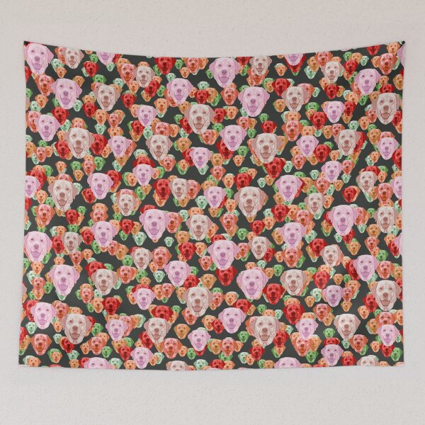 Item preview, Smiling Labrador Retriever Faces Floral-like Pink Multicolored Pattern designed and sold by DuFauna.