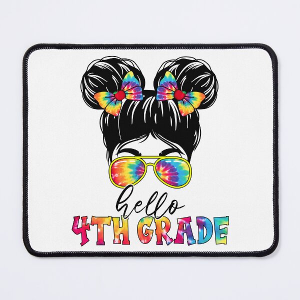 Item preview, Hello 4th Fourth Grade Messy Bun Girl Tie Dye Back To School designed and sold by MobyStickers.