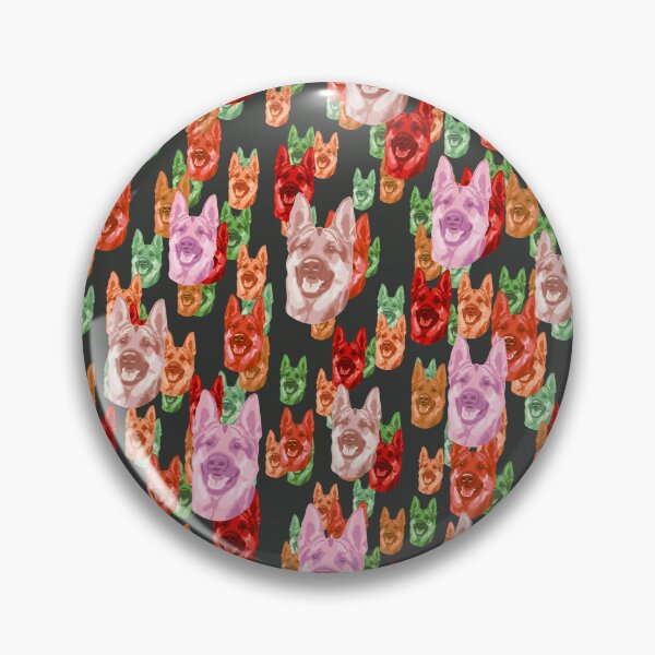Item preview, Smiling German Shepherd Faces Floral-like Pink Multicolored Pattern designed and sold by DuFauna.