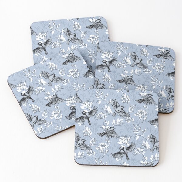 Item preview, Flowers and Flight in Monochrome Blue Purple designed and sold by micklyn.