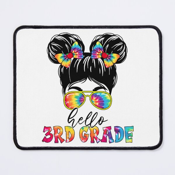 Item preview, Hello 3rd Third Grade Messy Bun Girl Tie Dye Back To School designed and sold by MobyStickers.