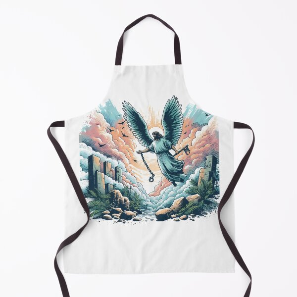 Item preview, "When Apostle John was in the Thousand-Year Kingdom, he witnessed an angel coming down from heaven holding the key to the bottomless pit and a great chain designed and sold by PaintMeWorld.