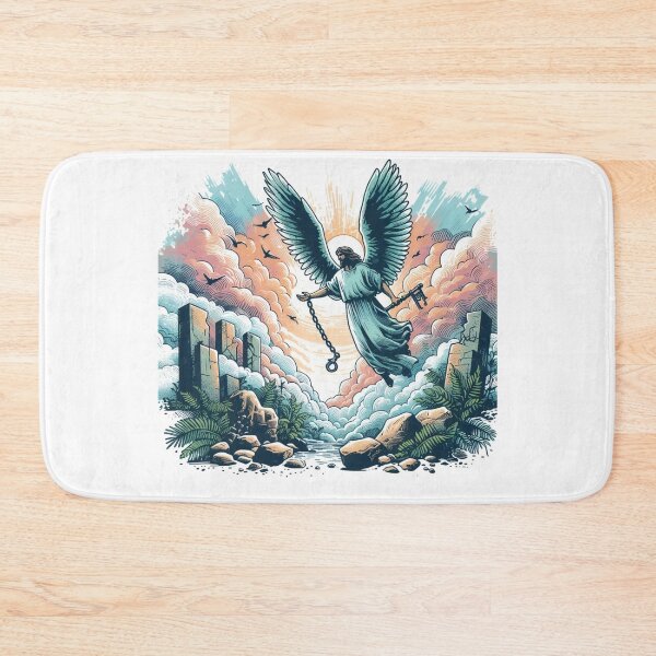 Item preview, "When Apostle John was in the Thousand-Year Kingdom, he witnessed an angel coming down from heaven holding the key to the bottomless pit and a great chain designed and sold by PaintMeWorld.