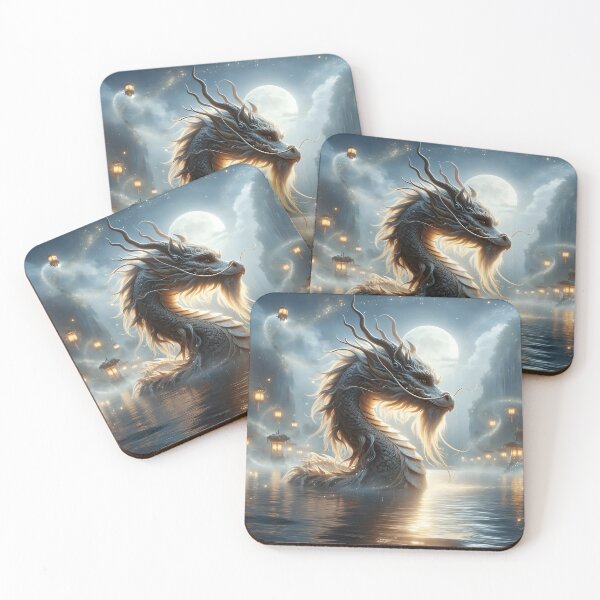 Item preview, Water Dragon on a Mystic Full Moon Night designed and sold by FriskyLemur.