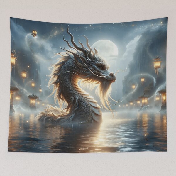 Item preview, Water Dragon on a Mystic Full Moon Night designed and sold by FriskyLemur.