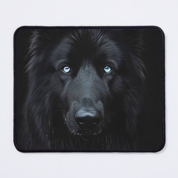 Item preview, BLACK_SHEPHERD_DOG_WITH_BLUE_EYES_BLACK_BACKGROUND_ designed and sold by JOTAMIKE.