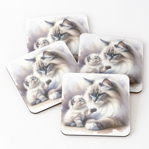 Item preview, Sacred Birman mother cat with kitten designed and sold by CardsStudio.