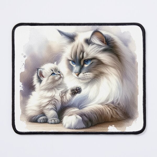 Item preview, Sacred Birman mother cat with kitten designed and sold by CardsStudio.