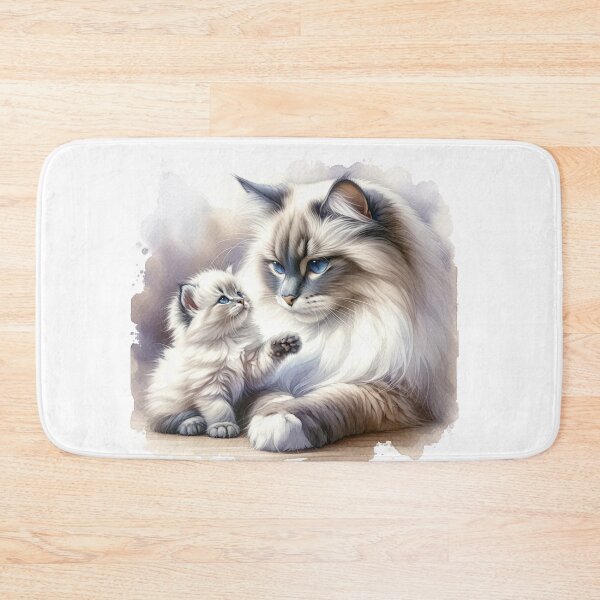 Item preview, Sacred Birman mother cat with kitten designed and sold by CardsStudio.