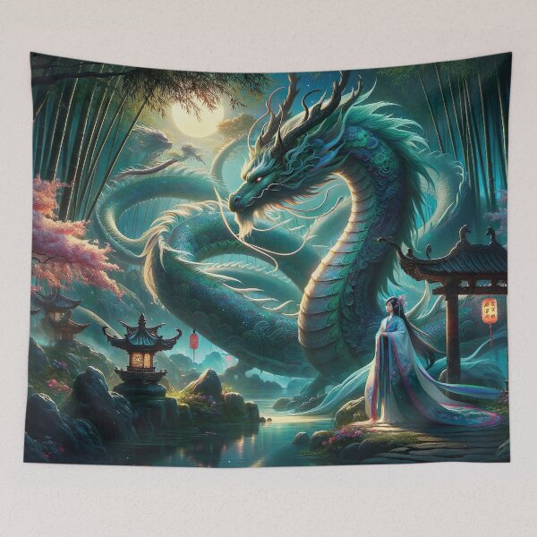 Item preview, Asian Dragon in a Bamboo Grove designed and sold by FriskyLemur.