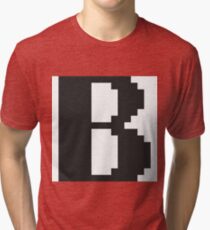 pixel art, B, pronounced, biː,  BEE, capital, second, letter,  ISO Tri-blend T-Shirt