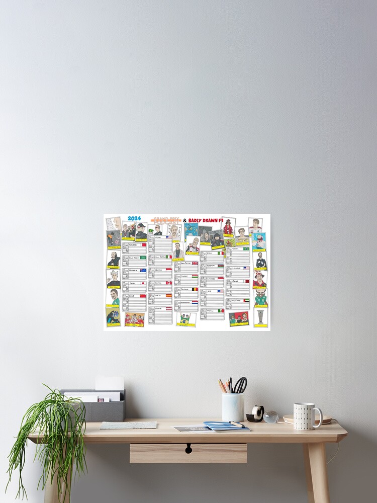 Thumbnail 2 of 3, Poster, 2024 Racing Wall Chart designed and sold by BadlyDrawnF1.