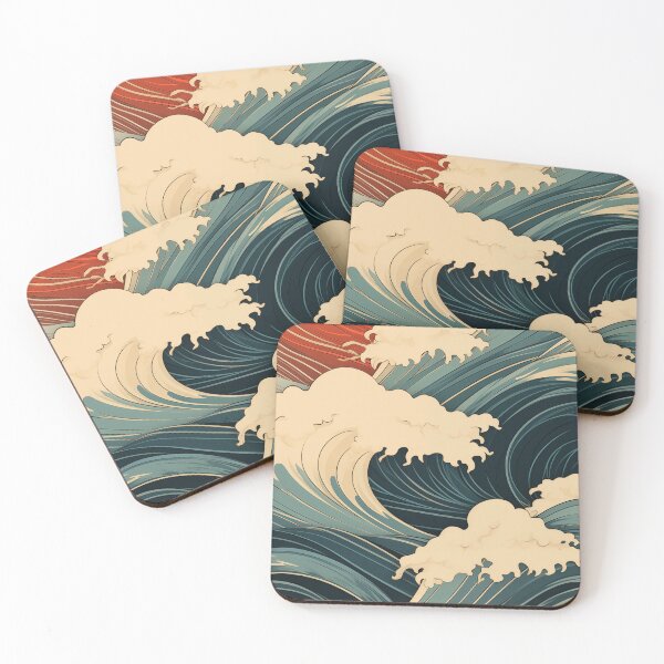 Item preview, Japanese style pattern big wave inspired designed and sold by Sleek Sketch Studio.
