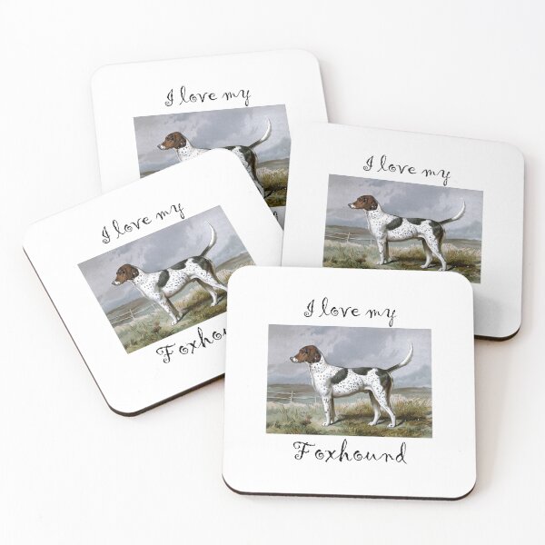 Item preview, I love my Foxhound Watercolor from Vero Shaw (1881) Illustrated Book of the Dog - black text designed and sold by ElegantTeaTime.