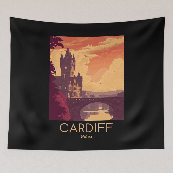Item preview, A Vintage Travel Illustration of Cardiff - Wales designed and sold by GoodOldVintage.
