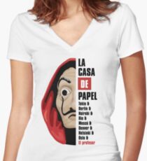 Money Heist Women's Fitted V-Neck T-Shirt