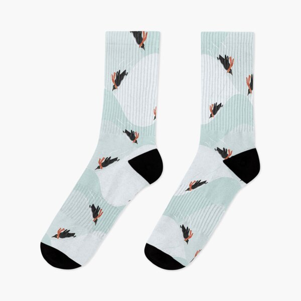 Item preview, Playful Penguins in Scarves Sliding on Snow Illustrated Pattern designed and sold by tanyadraws.