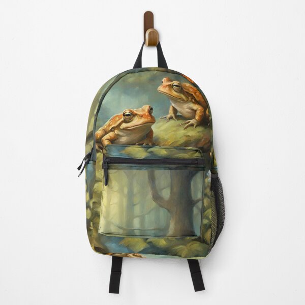 Item preview, Enchanted forest - oil painting frogs and toads with mushrooms designed and sold by Fantasy Cache.