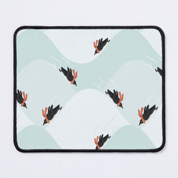 Item preview, Playful Penguins in Scarves Sliding on Snow Illustrated Pattern designed and sold by tanyadraws.