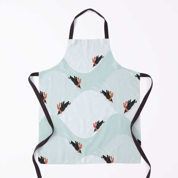 Item preview, Playful Penguins in Scarves Sliding on Snow Illustrated Pattern designed and sold by tanyadraws.