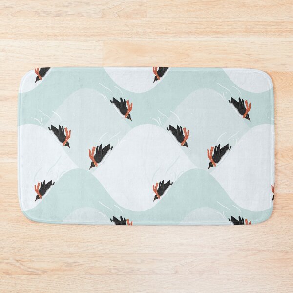 Item preview, Playful Penguins in Scarves Sliding on Snow Illustrated Pattern designed and sold by tanyadraws.