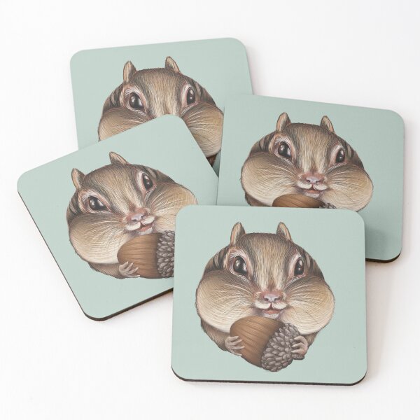 Item preview, Round Chipmunk with Acorn designed and sold by Lauren Tregenza Fine Art.