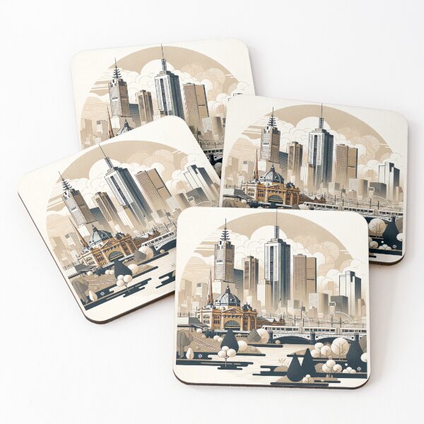 Item preview, Melbourne Harmony: Japandi-Inspired Urban Tapestry designed and sold by MythicBiscuit.